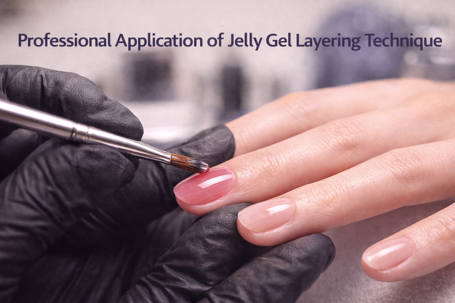 professional nail technician applying jelly gel layering technique professional nail technician applying jelly gel layering technique