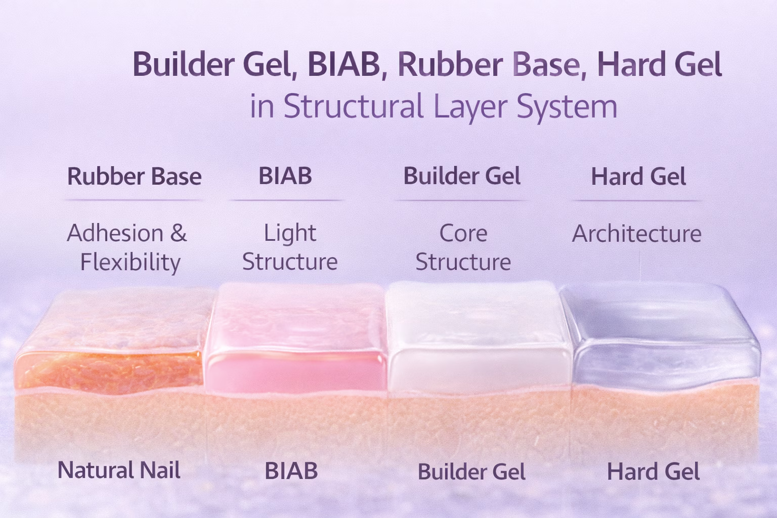 ChatGPT Image 2026年2月6日 15_41_30 builder gel biab rubber base hard gel structural layer system diagram