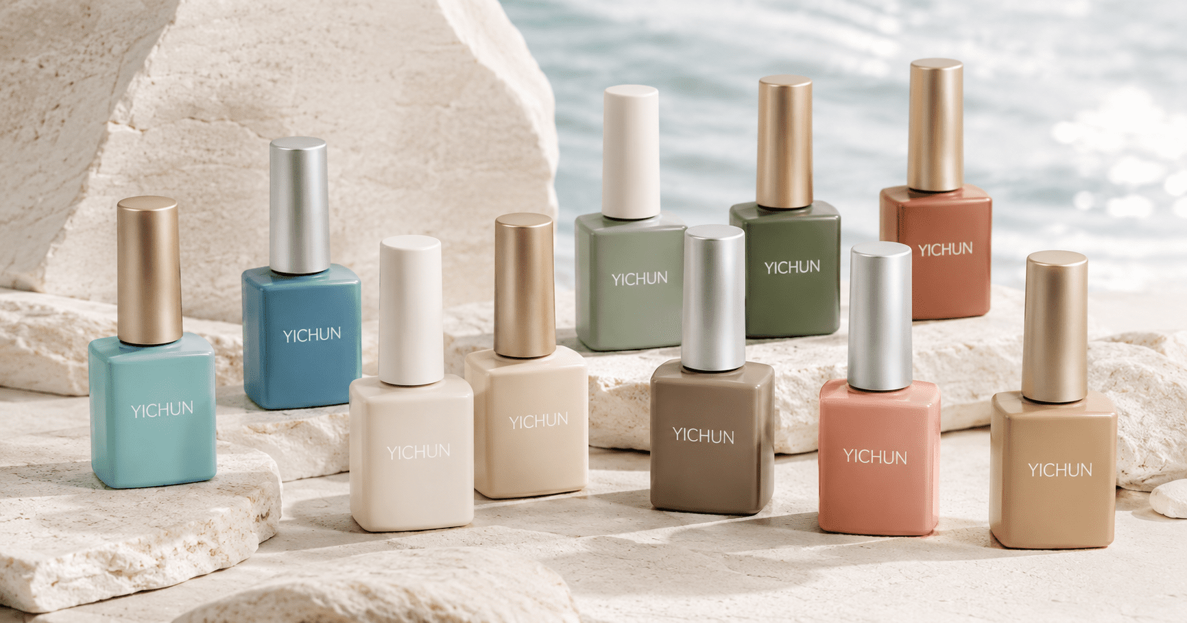 yichun-rottnest-island-gel-polish-collection-concept YICHUN private label gel polish bottles inspired by Rottnest Island color palette