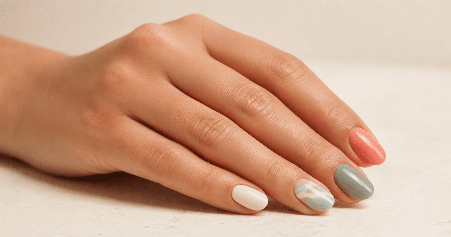 yichun-rottnest-island-gel-polish-nail-design YICHUN Rottnest Island inspired gel polish nail design with aqua and quokka taupe shades
