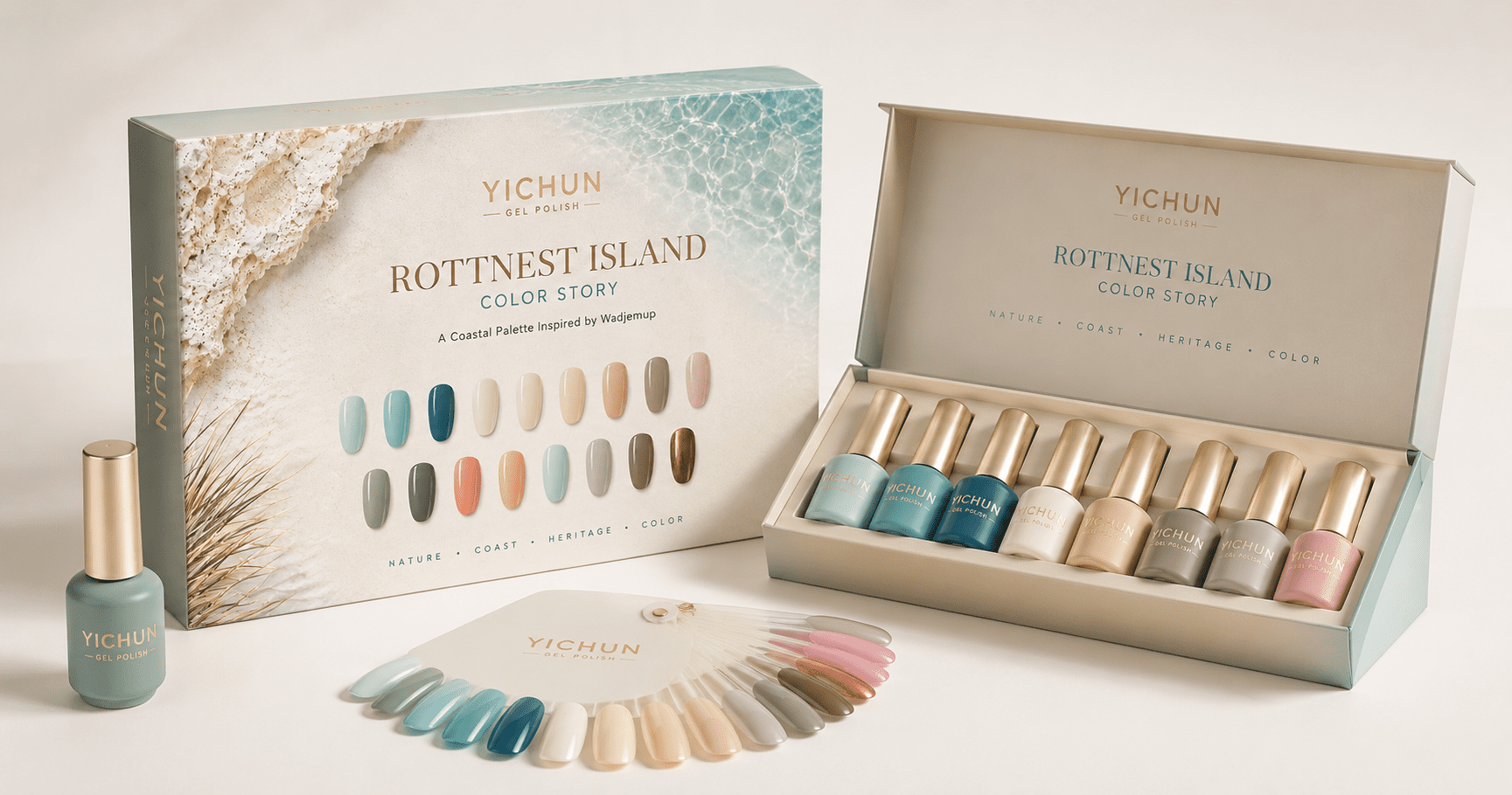 yichun-rottnest-island-gel-polish-packaging-concept YICHUN Rottnest Island inspired gel polish packaging concept for private label collection